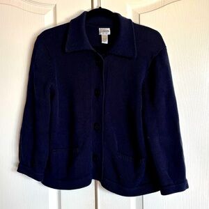 Chico's Navy blue Button-Up Cardigan w pockets size 1 Medium